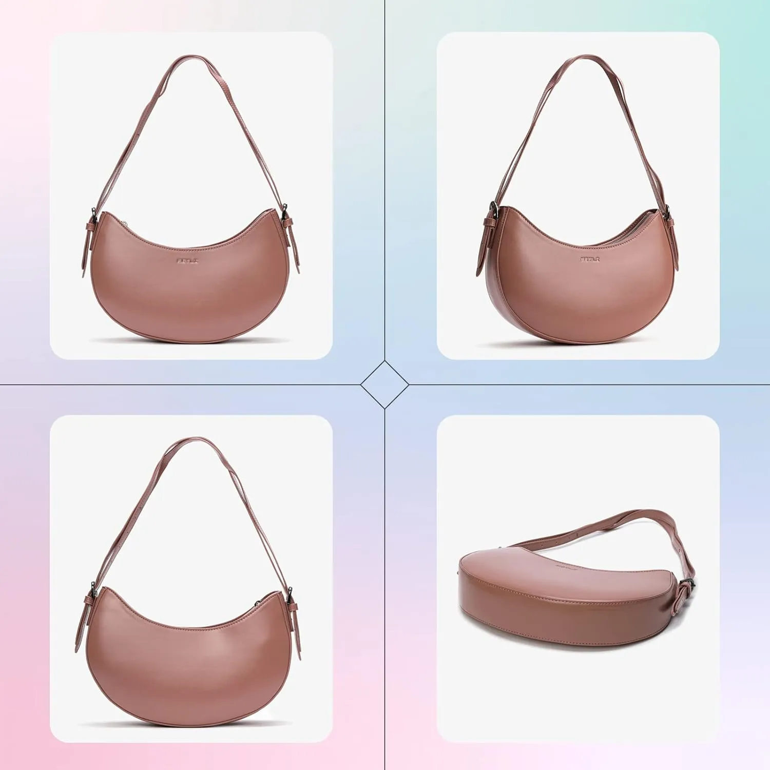 Keyli Shoulder Bag for Women Trendy Small Clutch Purse Zipper Closure Tote Shoulder Handbags with Adjustable Straps