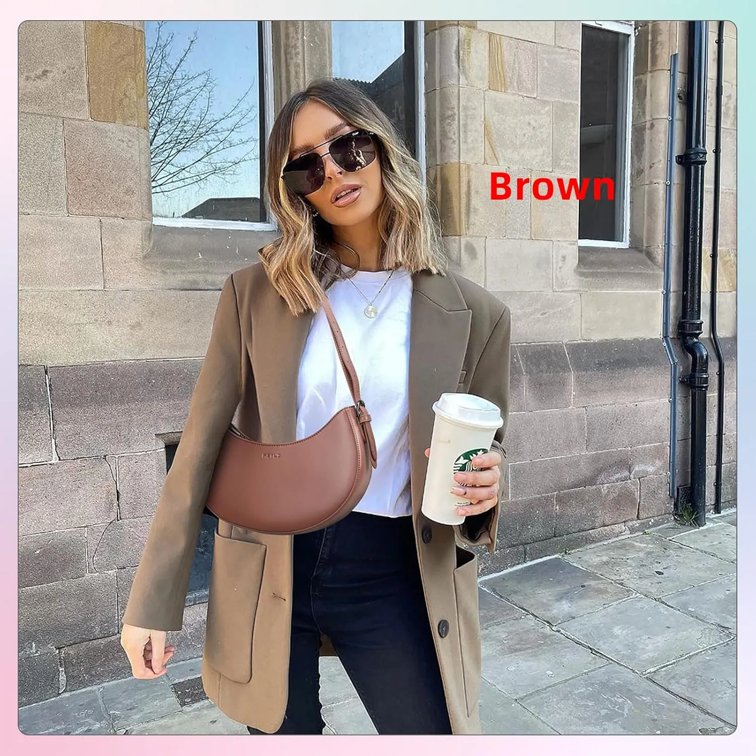 Keyli Shoulder Bag for Women Trendy Small Clutch Purse Zipper Closure Tote Shoulder Handbags with Adjustable Straps