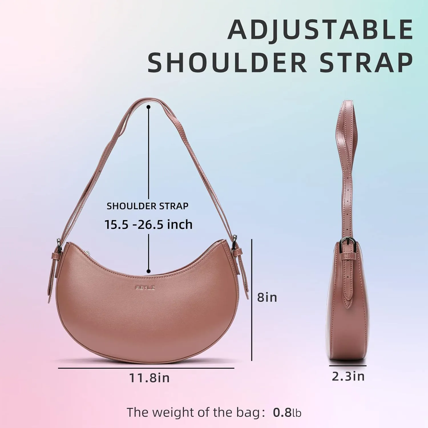 Keyli Shoulder Bag for Women Trendy Small Clutch Purse Zipper Closure Tote Shoulder Handbags with Adjustable Straps