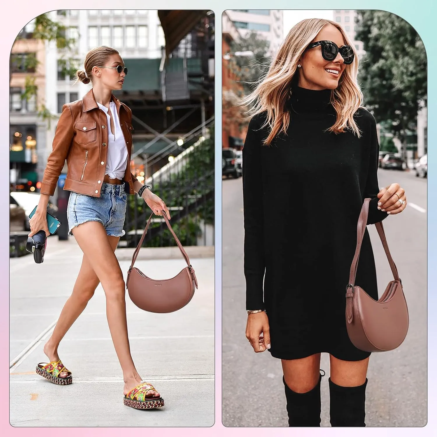 Keyli Shoulder Bag for Women Trendy Small Clutch Purse Zipper Closure Tote Shoulder Handbags with Adjustable Straps