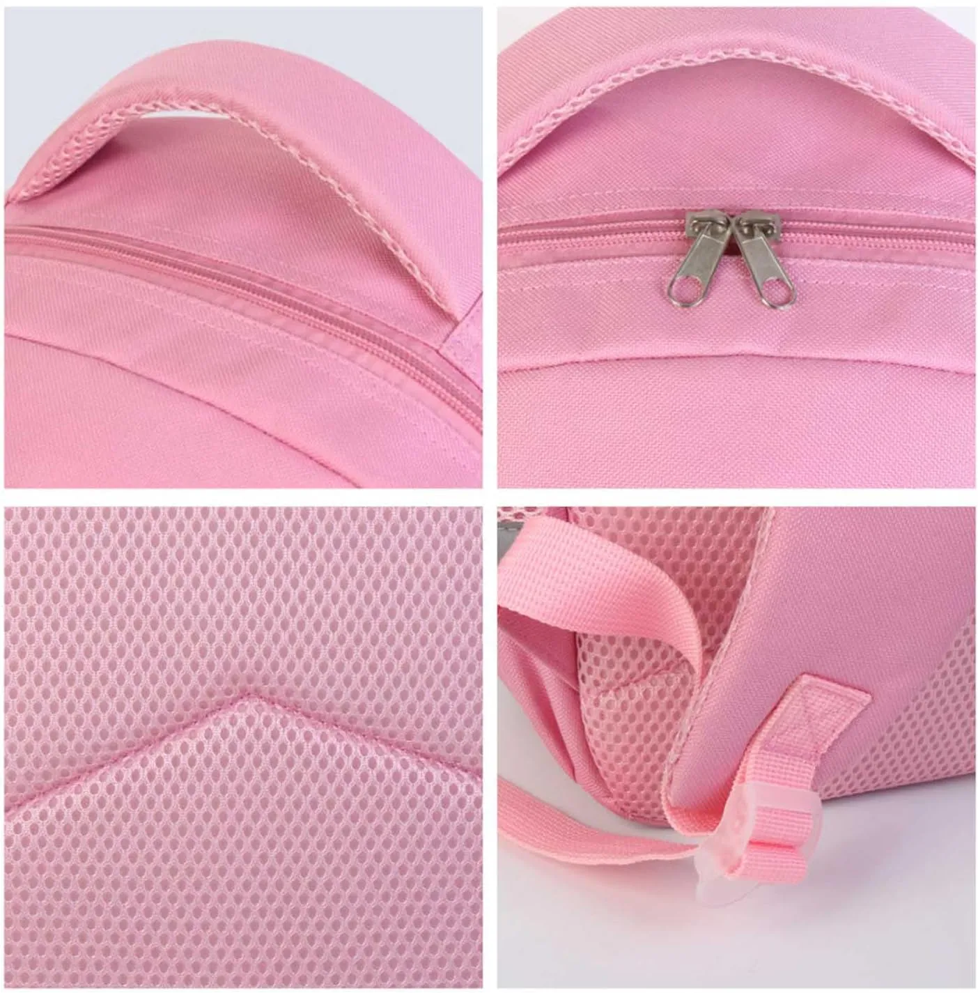 Kids Backpack for Girls, Rainbow Clover Pattern Pink School Bag with Adjustable Straps and Front Pocket for Children, Teens Back Pack for Elementary Primary, Polyester Bookbag, 17"