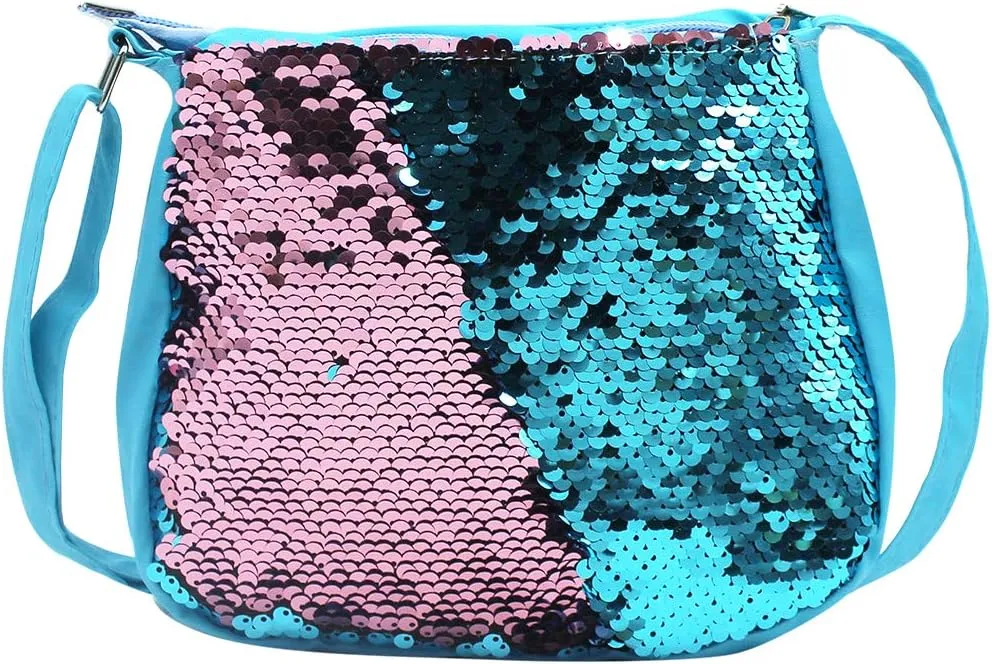 Kids Girls Sparkle Crossbody Purses Glitter Shiny Flip Sequin Small Purse Zippered Cute Handbag