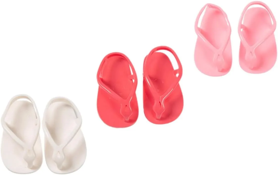 Kisangel Girl Doll Sandals 3 Pairs for Dolls Baby Accessories Mini Shoes Reborn Baby Doll Shoes Wear-Resistant Toy