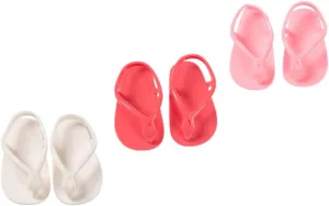Kisangel Girl Doll Sandals 3 Pairs for Dolls Baby Accessories Mini Shoes Reborn Baby Doll Shoes Wear-Resistant Toy