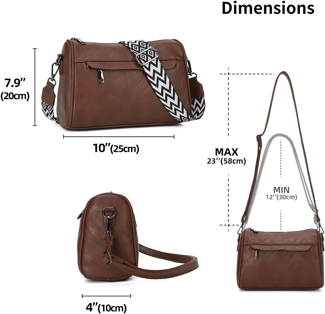 KL928 Crossbody Purses for Women Shoulder Bags with 2 Straps,Black