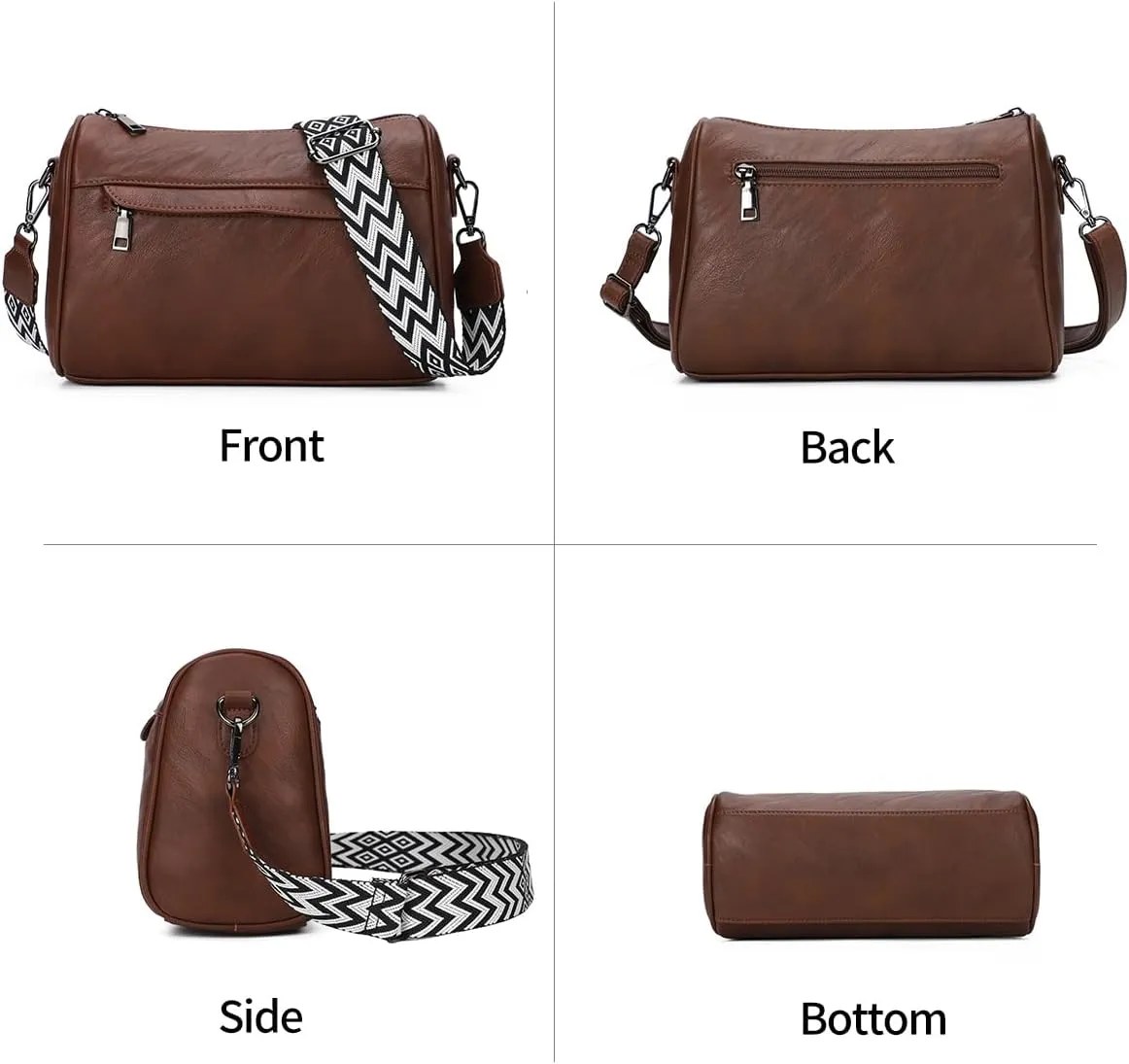 KL928 Crossbody Purses for Women Shoulder Bags with 2 Straps,Black