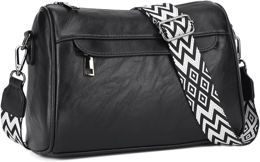 KL928 Crossbody Purses for Women Shoulder Bags with 2 Straps,Black