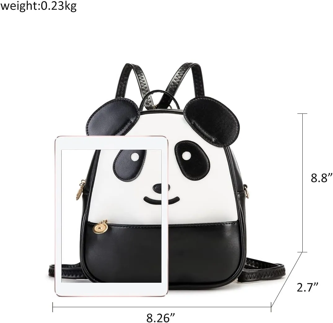 KL928 Girls Mini Backpack Toddler 3D Animal Casual Daypack PU Leather Preschool Convertible Shoulder Bag Gift for Kids (Black)