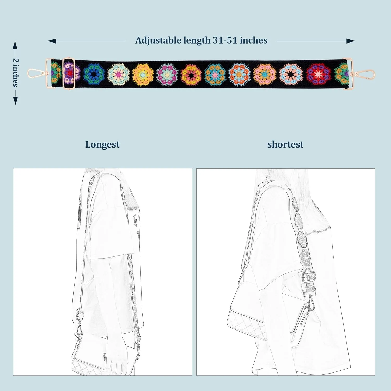 Knit Purse Strap,Replacement Crossbody Wide Adjustable Shoulder Strap for Bag Handbag
