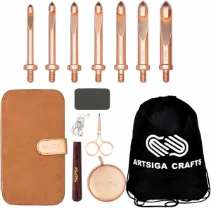 KnitPro Oasis Chunky Set Crochet Hooks 2 inch Size 5.5, 6.0, 6.5, 7.0, 8.0, 9.0, 10.0 mm Interchangeable, Stitch Markers, Measuring Tape & More, Fabric Case with Project Bag