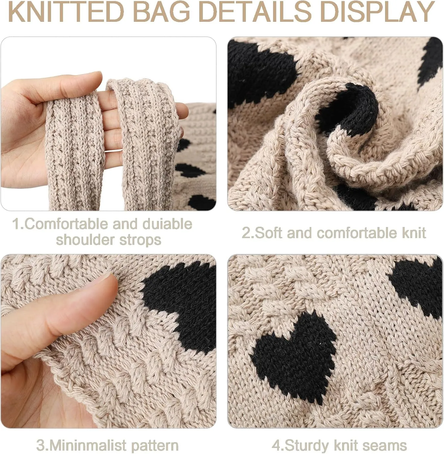 Knitted Shoulder Tote Bag Large Crochet Beach Bag Hobo Bag Aesthetic Tote Handbags for Women