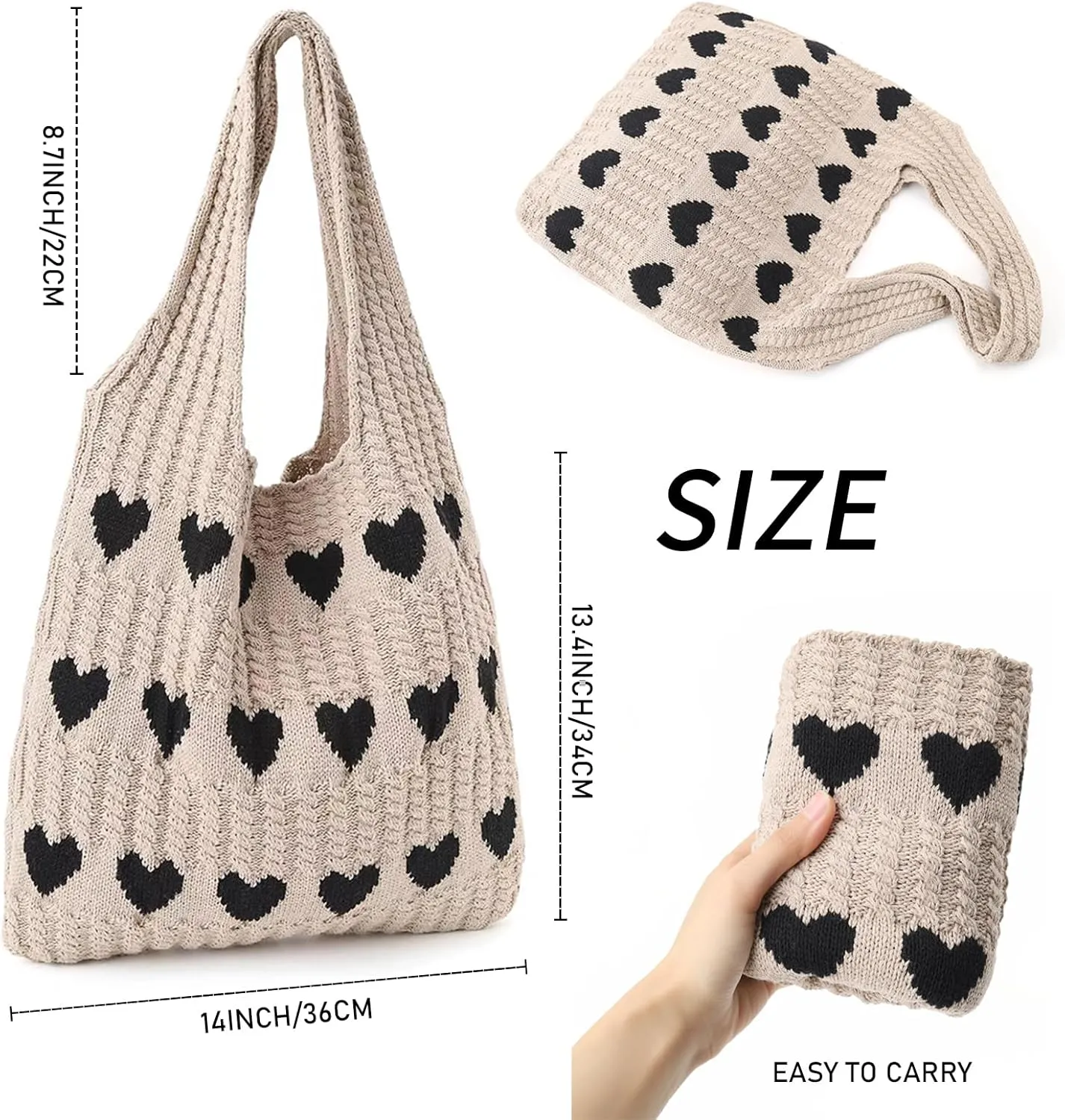 Knitted Shoulder Tote Bag Large Crochet Beach Bag Hobo Bag Aesthetic Tote Handbags for Women