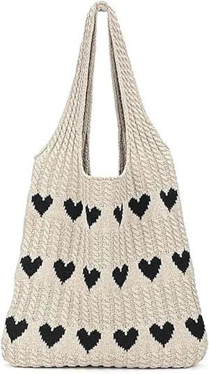 Knitted Shoulder Tote Bag Large Crochet Beach Bag Hobo Bag Aesthetic Tote Handbags for Women