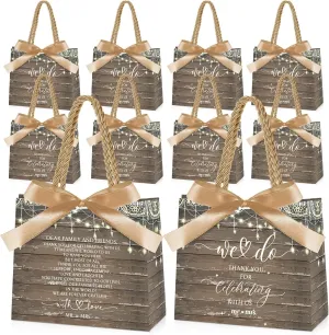 Kolldenn 25 Pcs Wedding Welcome Bags for Guests - Retro Gift Bags with Handles and Bow Ribbon for Hotel Guests Bridal Shower Wedding Party Favors