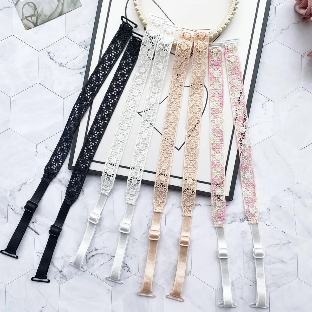 Lace Bra Straps Decorative,Removable Bra Straps Replacement for Strapless Bras,Adjustable Straps for Tops Dresses