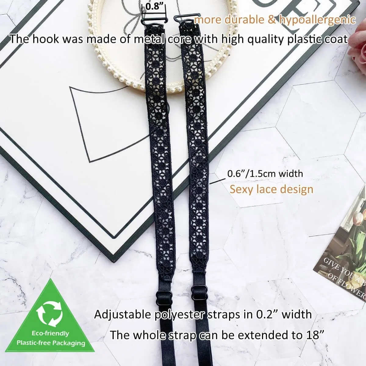 Lace Bra Straps Decorative,Removable Bra Straps Replacement for Strapless Bras,Adjustable Straps for Tops Dresses