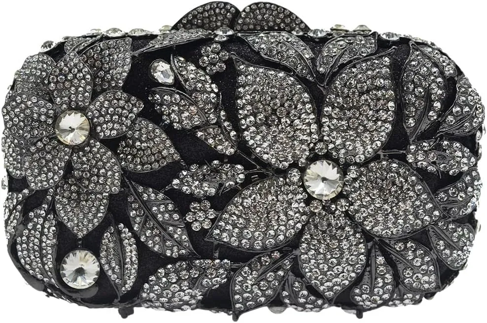 Ladies Crystal Evening Bag Flower Luxury Rhinestone Clutch Bags Diamond Party Wedding Handbag Sparkle Party Purse