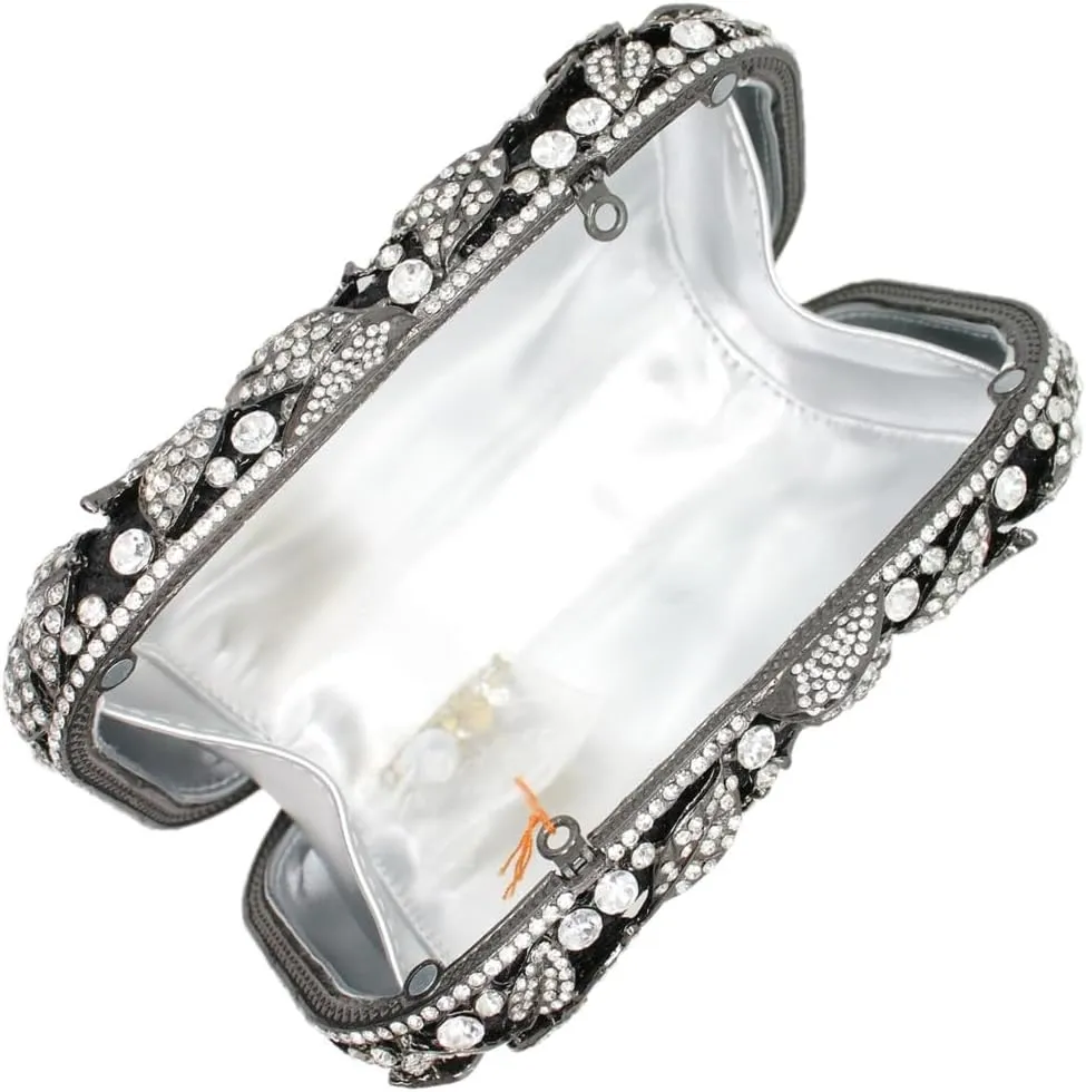 Ladies Crystal Evening Bag Flower Luxury Rhinestone Clutch Bags Diamond Party Wedding Handbag Sparkle Party Purse