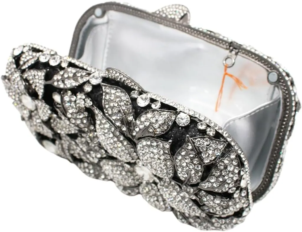 Ladies Crystal Evening Bag Flower Luxury Rhinestone Clutch Bags Diamond Party Wedding Handbag Sparkle Party Purse