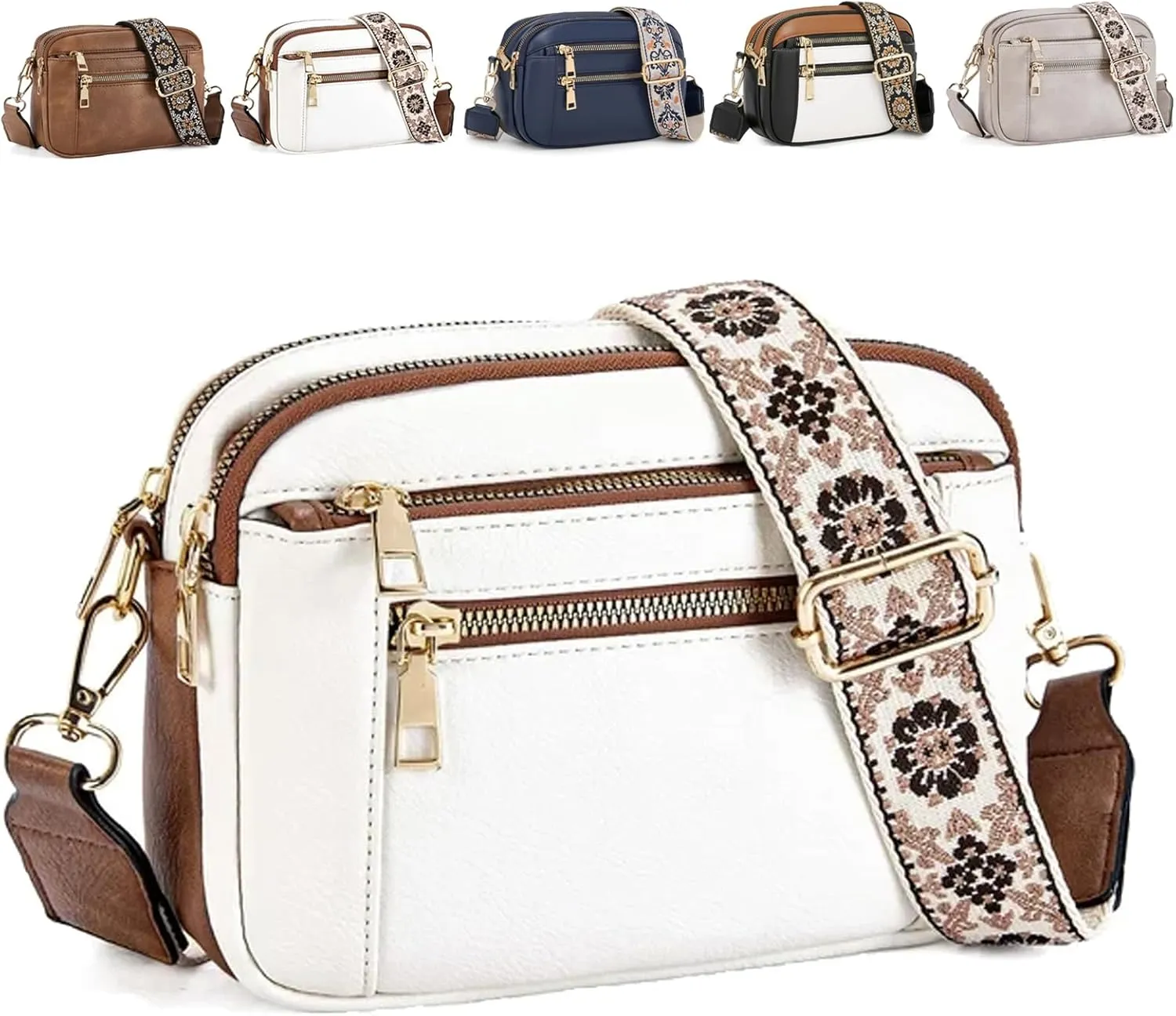 Langrents Purse, Women Handmade Colorful Straps Crossbody Leather Bags & Purse with Adjustable Shoulder Strap