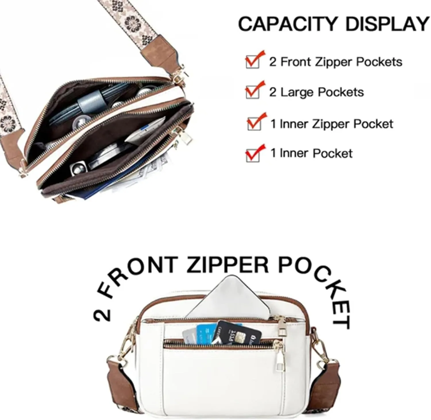 Langrents Purse, Women Handmade Colorful Straps Crossbody Leather Bags & Purse with Adjustable Shoulder Strap