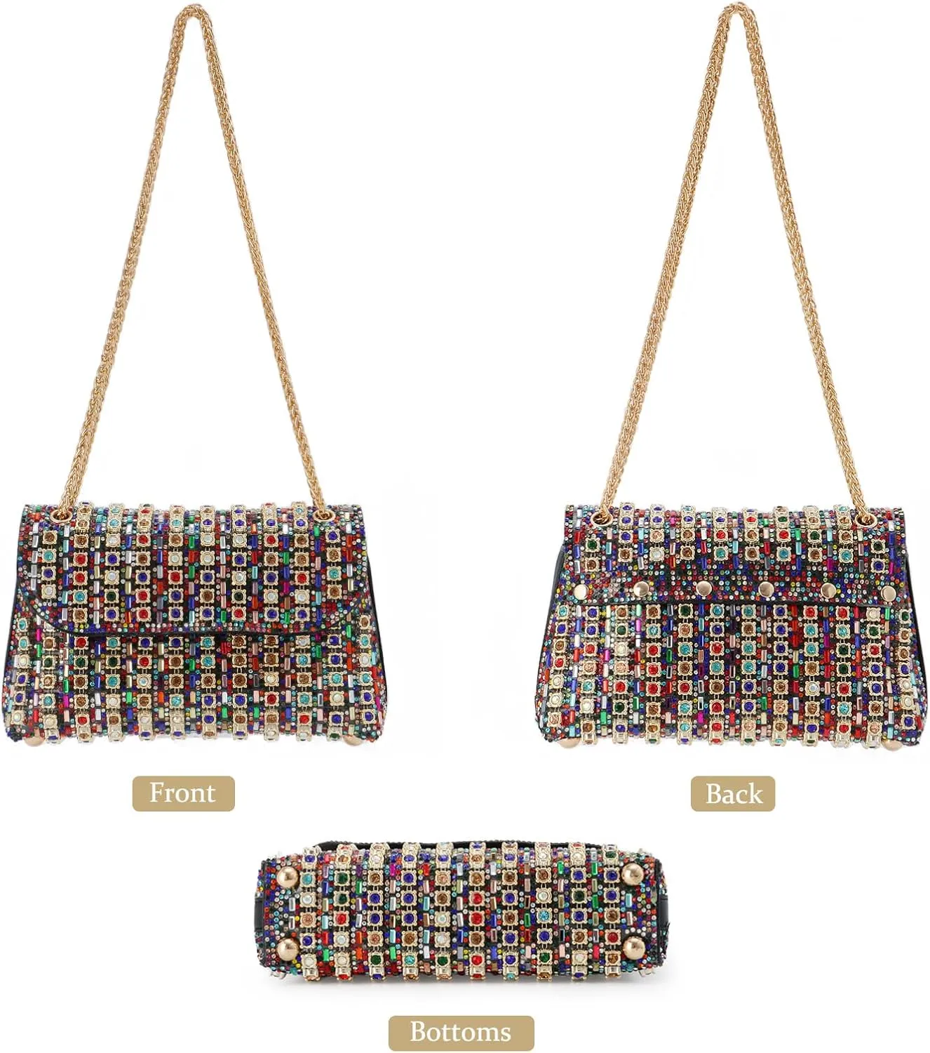 Lanpet Sparkly Crystals Rhinestone Evening Bag for Women Chain Strap Shoulder Bags Crossbody Bag Handbags