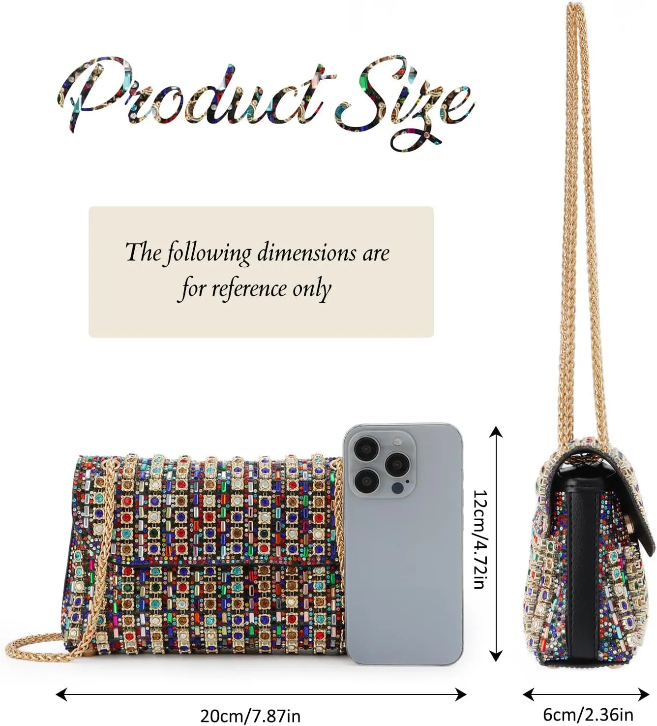 Lanpet Sparkly Crystals Rhinestone Evening Bag for Women Chain Strap Shoulder Bags Crossbody Bag Handbags