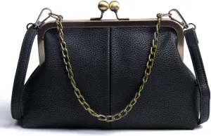 Lanpet Women Classical Kiss Lock Clutch with Chain Strap Shoulder Bag Purse Wallet