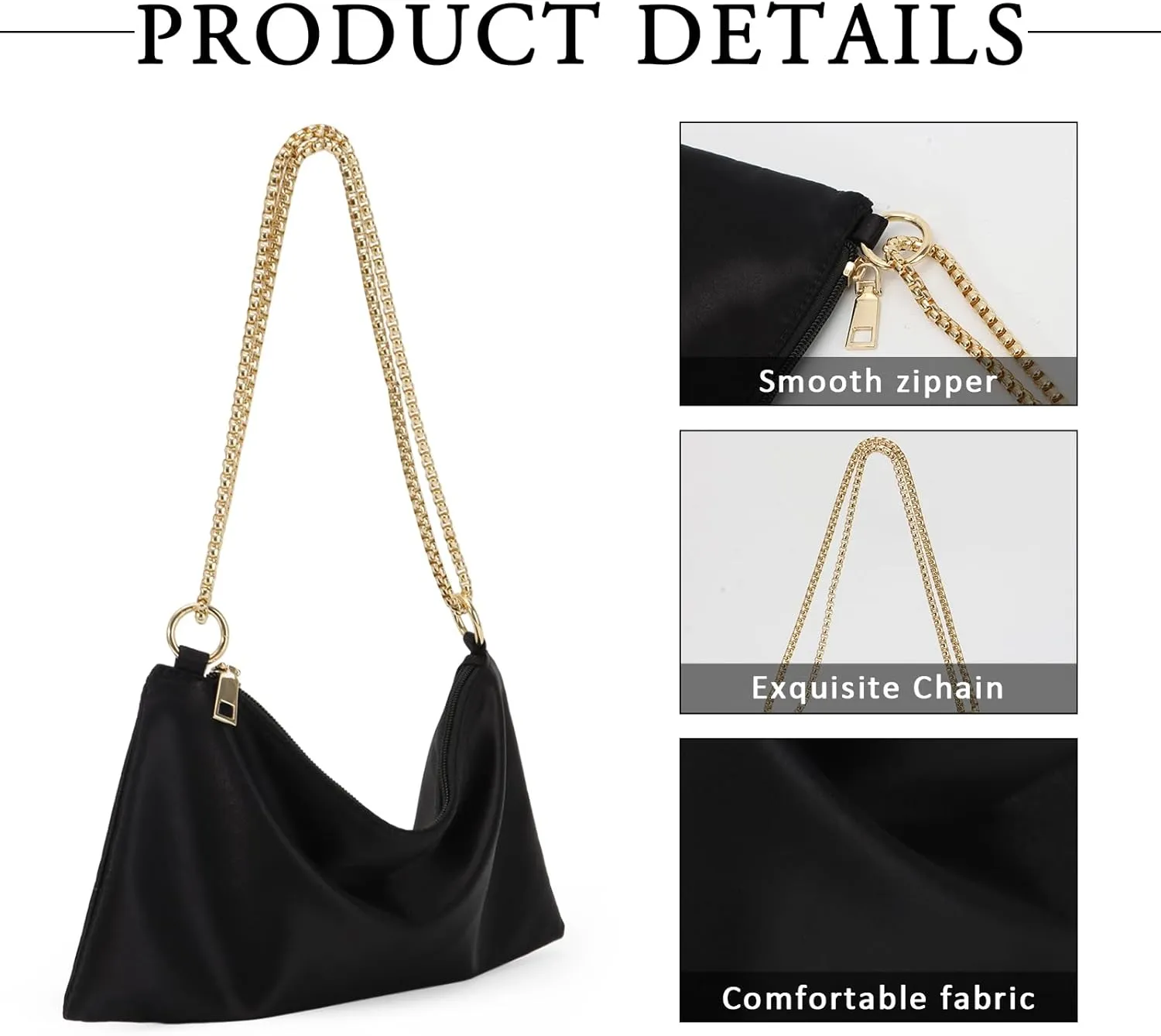 Lanpet Women's Satin Evening Bag Sparkly Clutch Purse Handbag Shoulder Bag for Party Prom Club Wedding