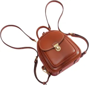 LAORENTOU Small Backpack Purse for Women Cowhide Mini Leather Backpack for Women, Ladies Small Shoulder Crossbody Handbags