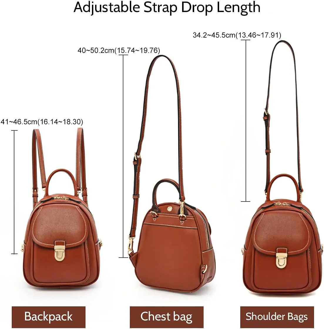 LAORENTOU Small Backpack Purse for Women Cowhide Mini Leather Backpack for Women, Ladies Small Shoulder Crossbody Handbags