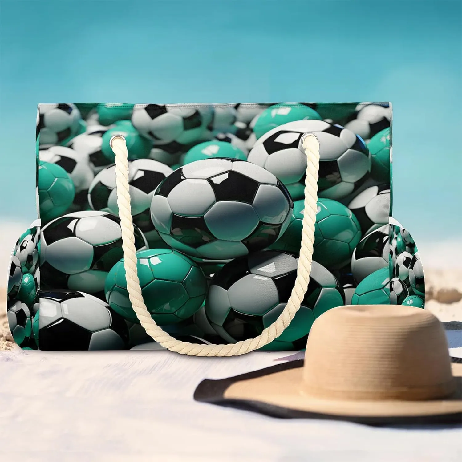 Large Beach Bags for Women and Men, Waterproof Tote with Zipper, Reusable Grocery Shopping Shoulder Bag