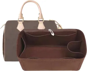 Lckaey Purse Inserts for Speedy 25 Organizer Insert, for monogram bag, HandBag protective insert Tote Bag and hand bag protector, organizer insert 1083Coffee-M