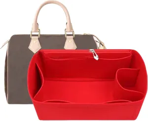 Lckaey Purse Inserts for Speedy 25 Organizer Insert, for monogram bag, HandBag protective insert Tote Bag and hand bag protector, organizer insert 1083red-M
