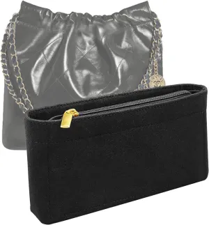 Lckaey Purse Organizer Insert for Chanel bag organizer insert reissue handbag with Side Zipper Pocket 2001black- S