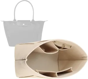 Lckaey Purse Organizer Insert for le pliage large Handbags Insert Organizer1012beige-L