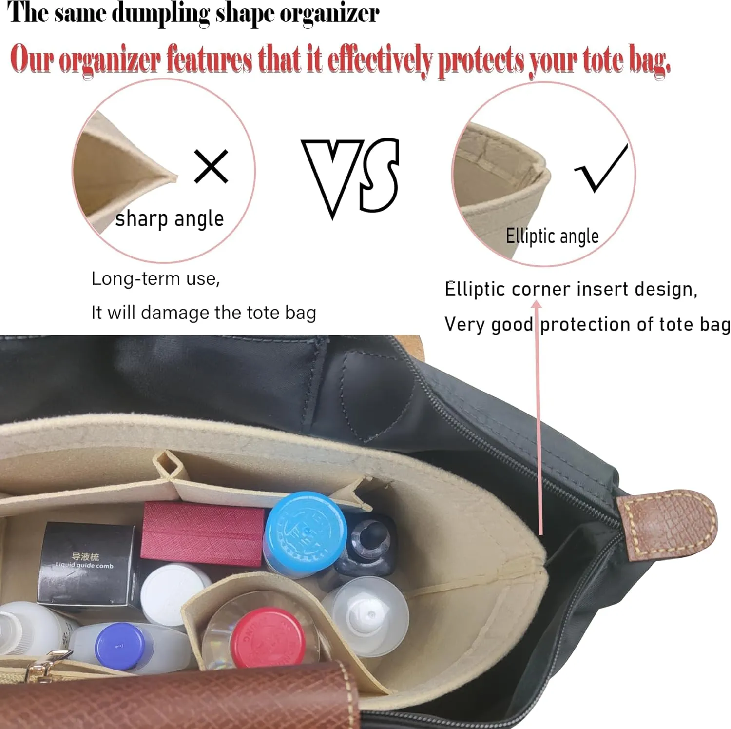 Lckaey Purse Organizer Insert for le pliage organizer insert Handbags Organizer1012beige-S