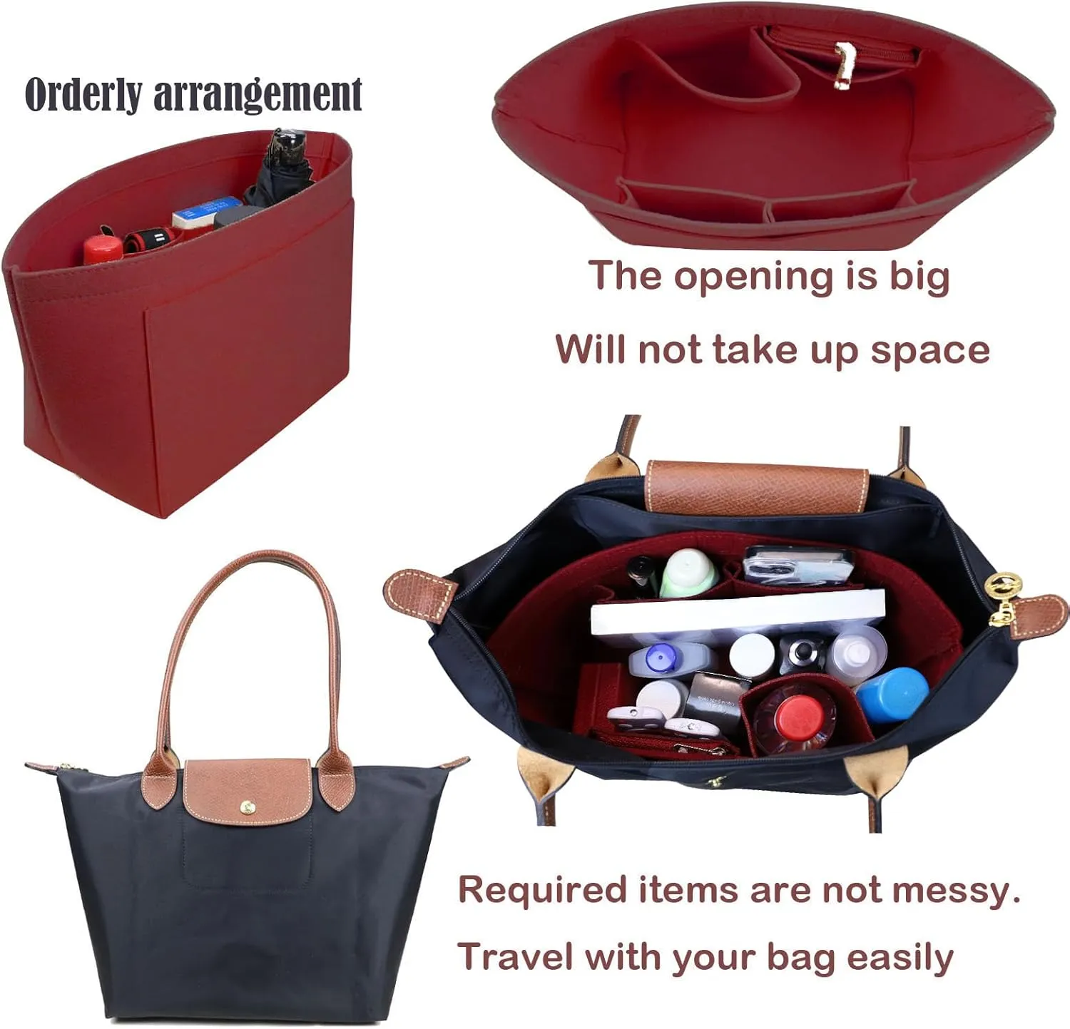 Lckaey Purse Organizer Insert for lle pliage organizer insert Handbags Organizer 1012claret2-M