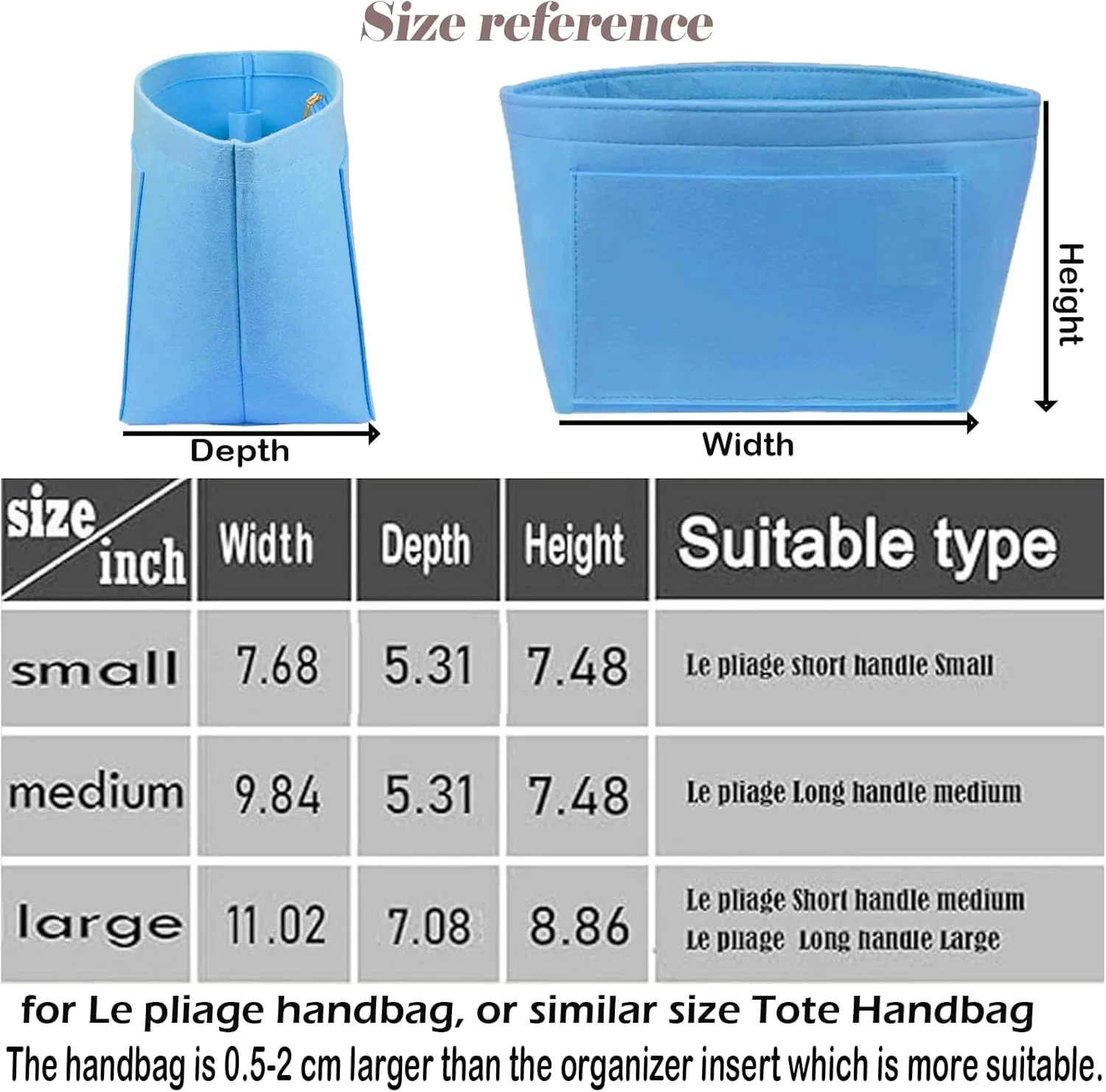 Lckaey Purse Organizer Insert for longchamp le pliage large Handbags Insert Organizer 1012French blue-L