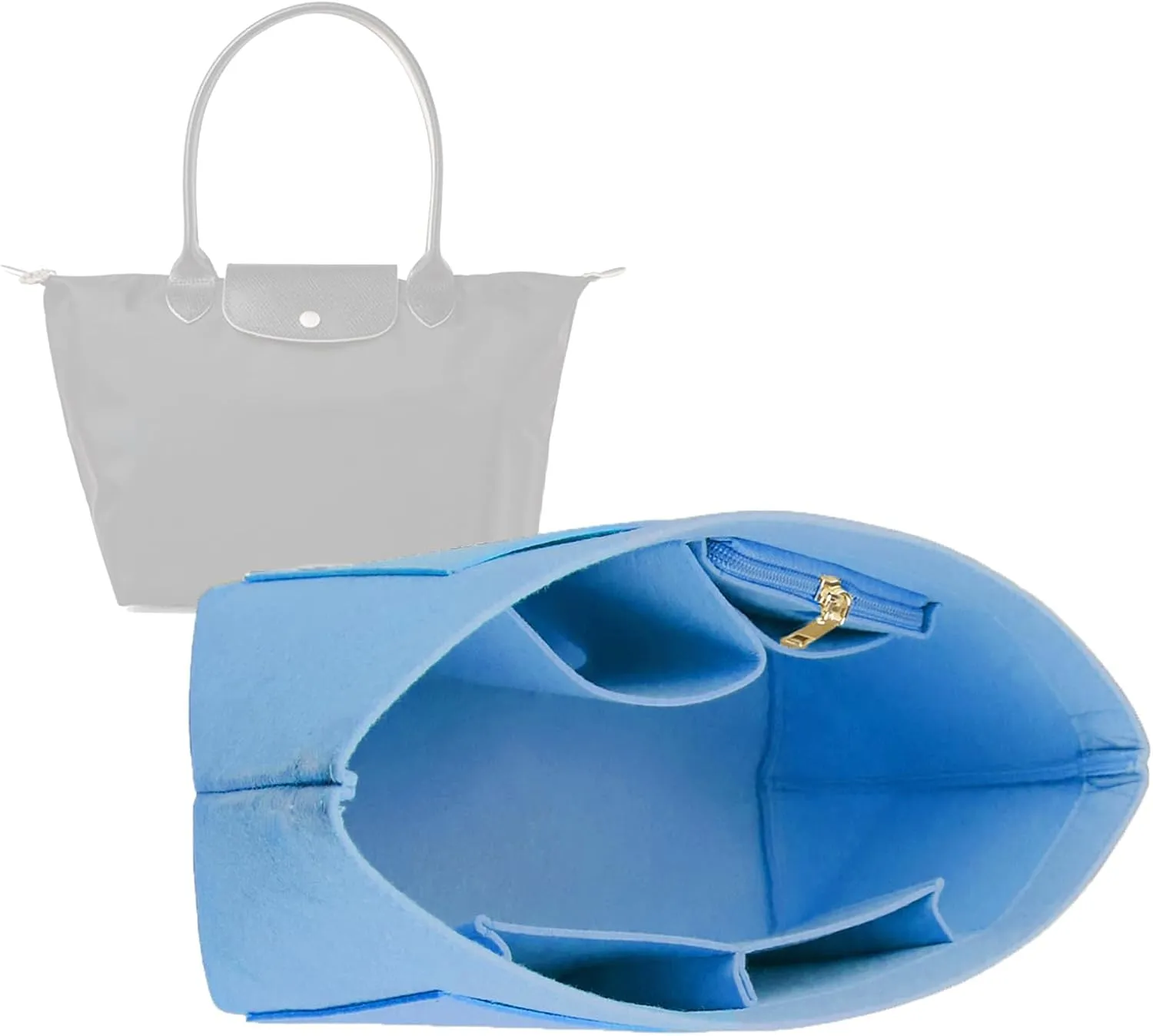 Lckaey Purse Organizer Insert for longchamp le pliage large Handbags Insert Organizer 1012French blue-L
