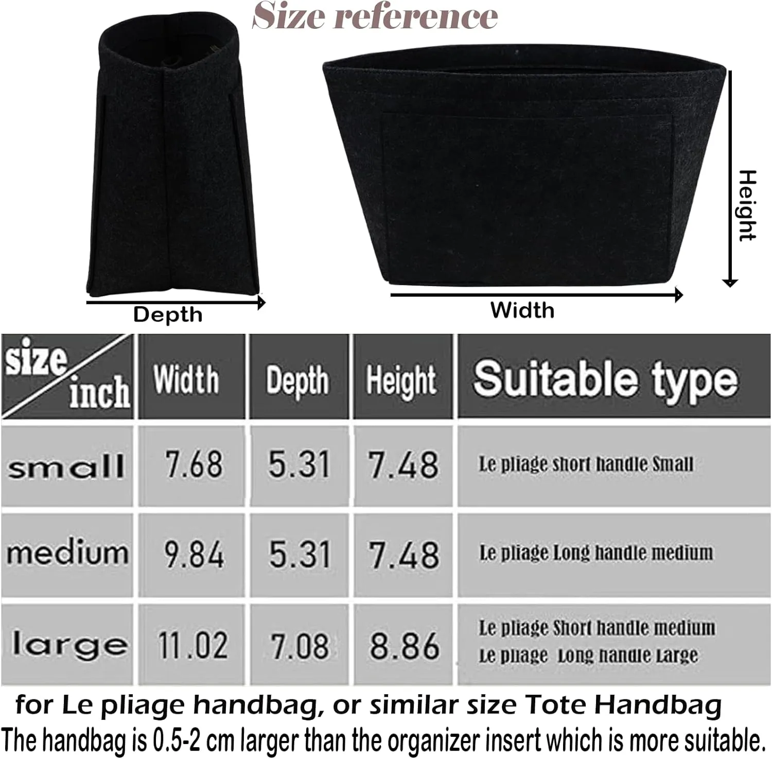 Lckaey Purse Organizer Insert for longchamp organizer insert(Large) Handbags Organizer 1012black2-S, S/8.27*6.7*5.12in