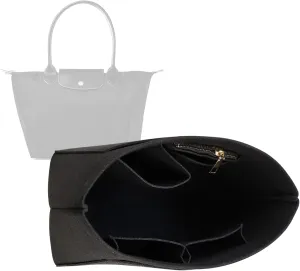 Lckaey Purse Organizer Insert for longchamp organizer insert(Large) Handbags Organizer 1012black2-S, S/8.27*6.7*5.12in