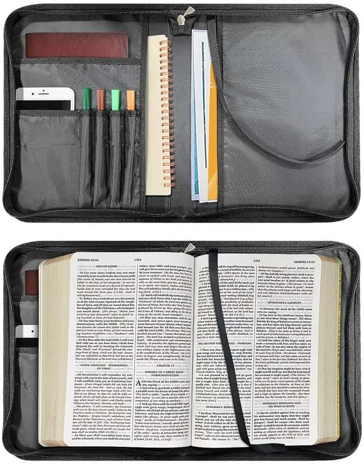 Leather Bible Covers for Women Aesthetic Floral Bible Quotes Bible Carrying Case with Handle