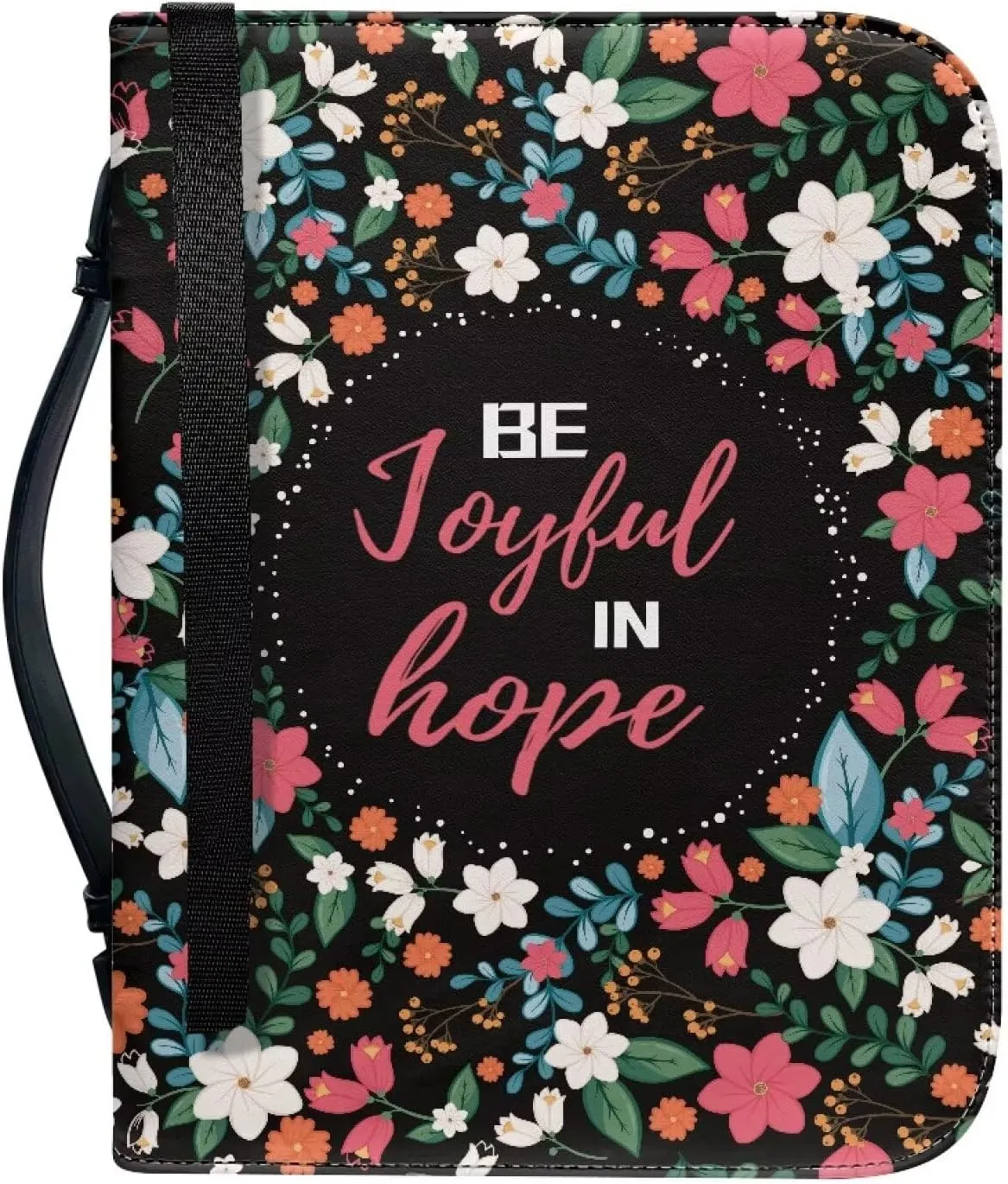 Leather Bible Covers for Women Aesthetic Floral Bible Quotes Bible Carrying Case with Handle