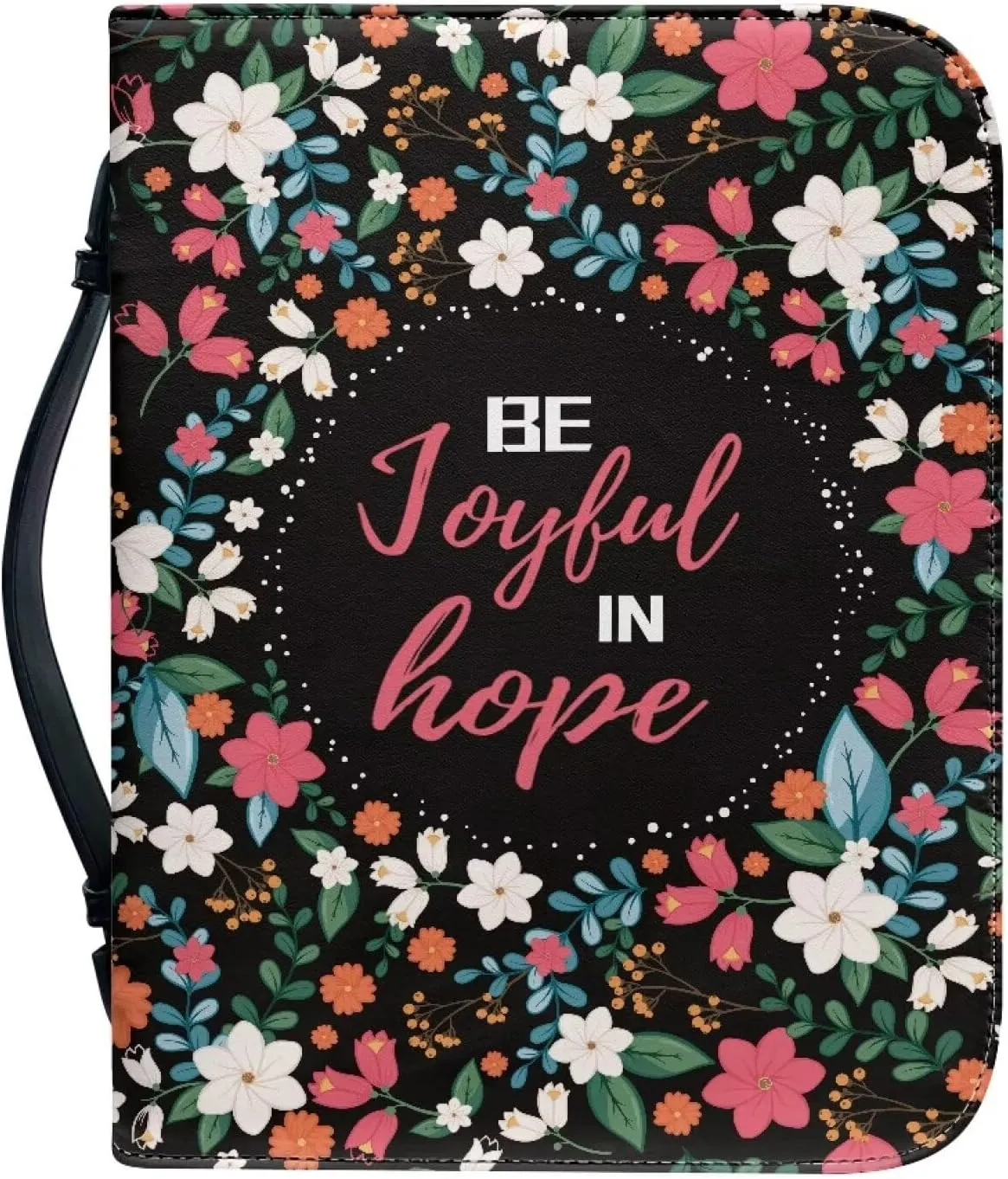 Leather Bible Covers for Women Aesthetic Floral Bible Quotes Bible Carrying Case with Handle