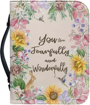 Leather Bible Covers for Women Aesthetic Floral Bible Quotes Bible Carrying Case with Handle