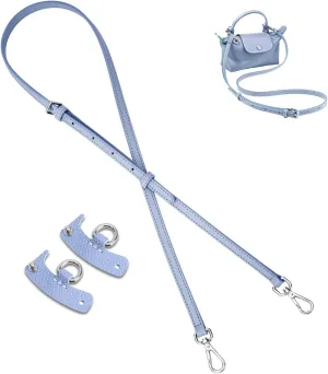 Leather Purse Straps for Longchamp Bag,Shoulder Straps Adjustable for Mini Bag Handbag Crossbody Modification, Replacement Bag Straps Bag Transformation Set fit Le Pliage Mini (Taro Purple)