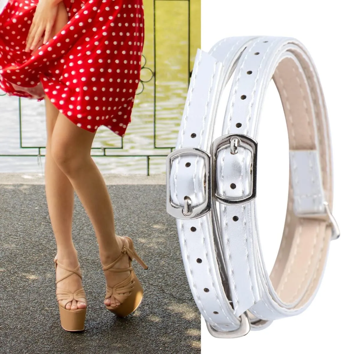 Leather Shoe Straps Replacement With Buckle High Heels Shoelace Anti Slip High Heel Ankle Straps