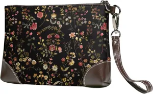 Leather Wristlet Purse for Women Lady Small Clutch Purse with Wrist Straps