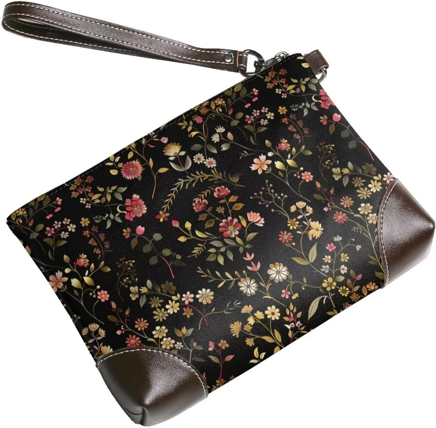 Leather Wristlet Purse for Women Lady Small Clutch Purse with Wrist Straps